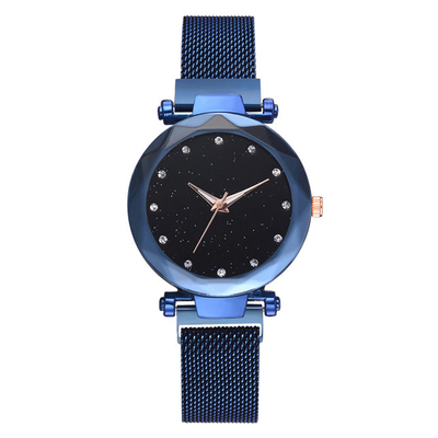 Fashion Sky Dial Quartz Ladies Wrist Watches , Luxury Magnetic Strap Watch